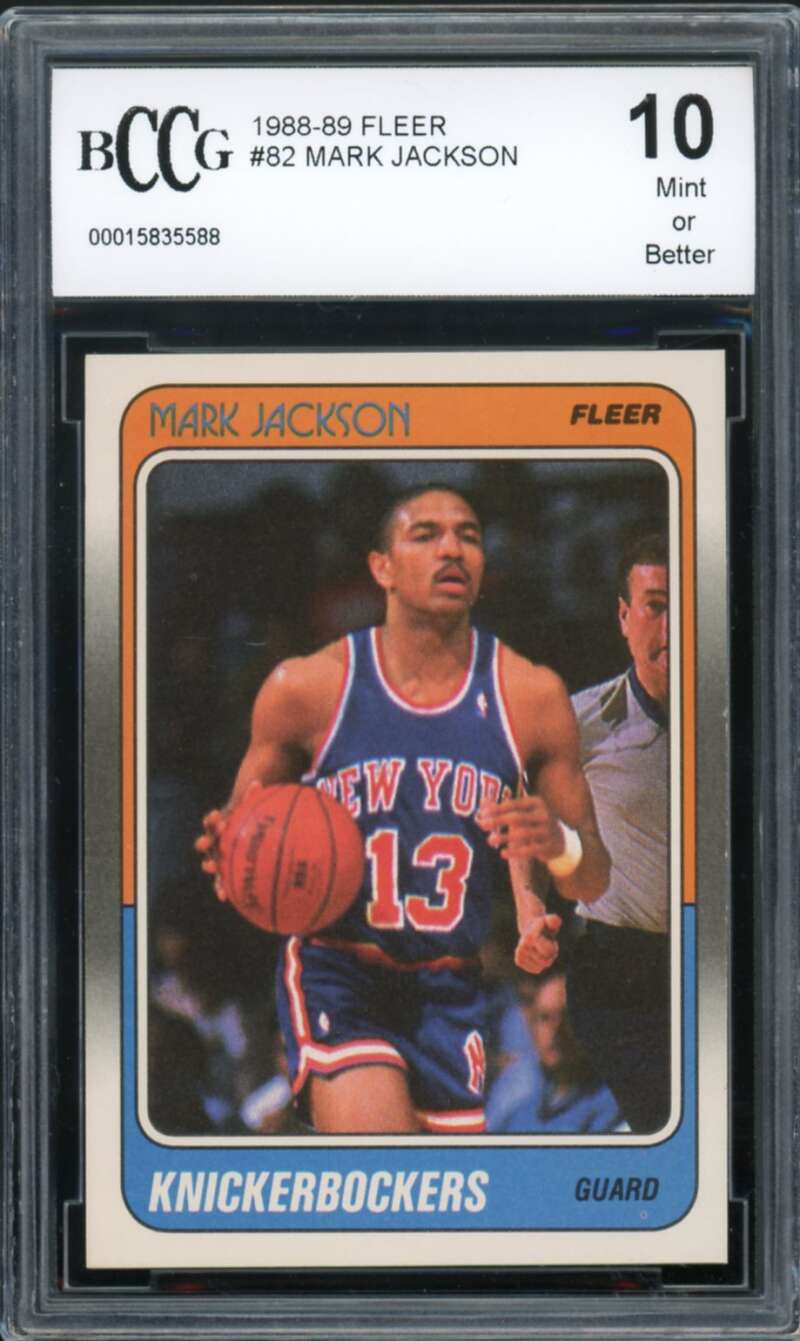 1988-89 Fleer #82 Mark Jackson Rookie Card BGS BCCG 10 Mint+ Image 1