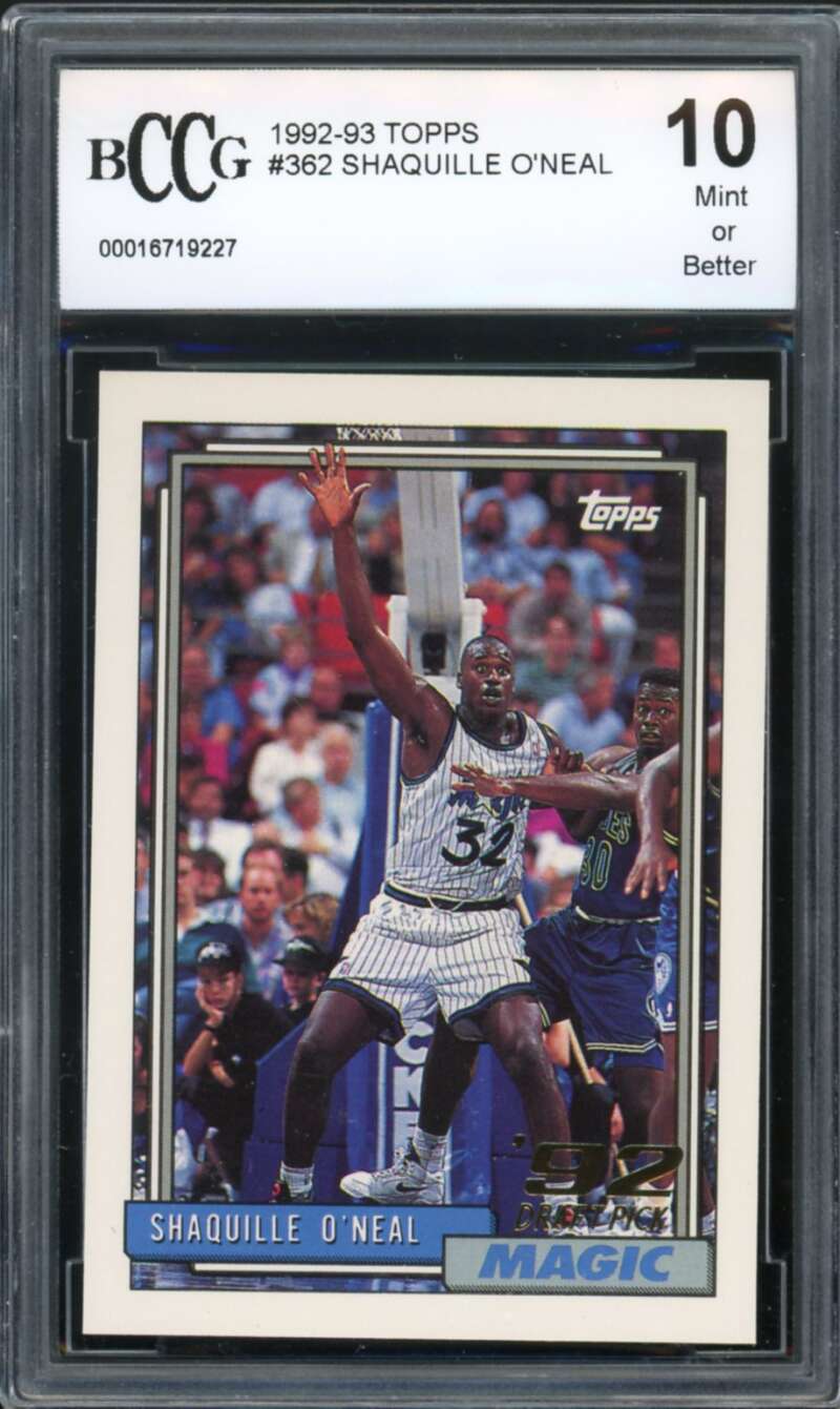 1992-93 Topps #362 Shaquille O'Neal Rookie Card BGS BCCG 10 Mint+ Image 1