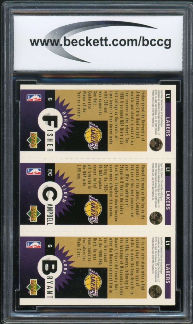 1996-97 Collector's Choice #L1 Kobe Bryant Rookie Card BGS BCCG 9 Near Mint+ Image 2