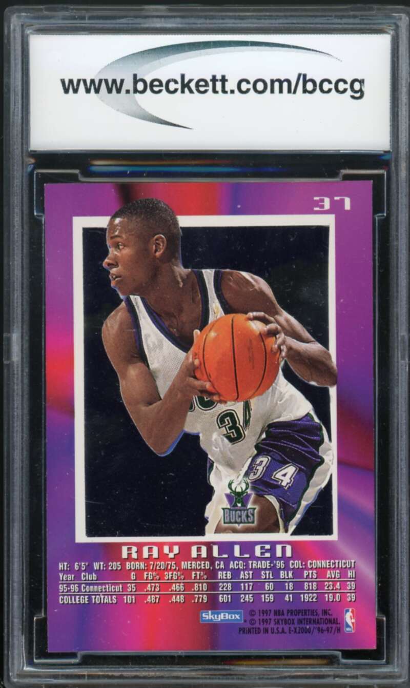 1996-97 E-X2000 #37 Ray Allen Rookie Card BGS BCCG 10 Mint+ Image 2