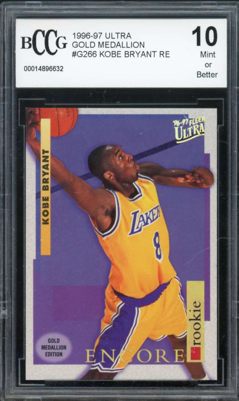 1996-97 Ultra Gold Medallion #G266 Kobe Bryant Rookie Card BGS BCCG 10 Mint+ Image 1