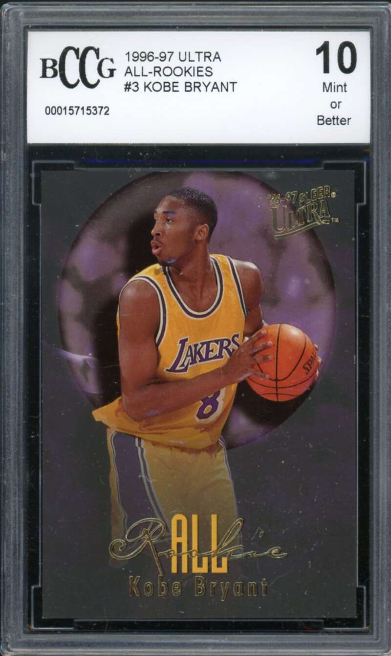 1996-97 Ultra All-Rookies #3 Kobe Bryant Rookie Card BGS BCCG 10 Mint+ Image 1