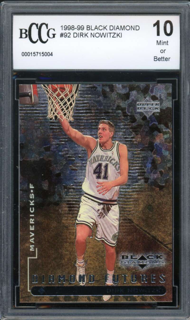 1998-99 Black Diamond #92 Dirk Nowitzki Rookie Card BGS BCCG 10 Mint+ Image 1