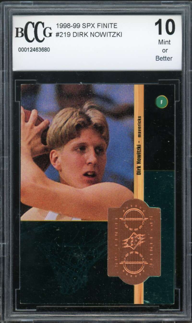 1998-99 SPX Finite #219 Dirk Nowitzki Rookie Card BGS BCCG 10 Mint+ Image 1