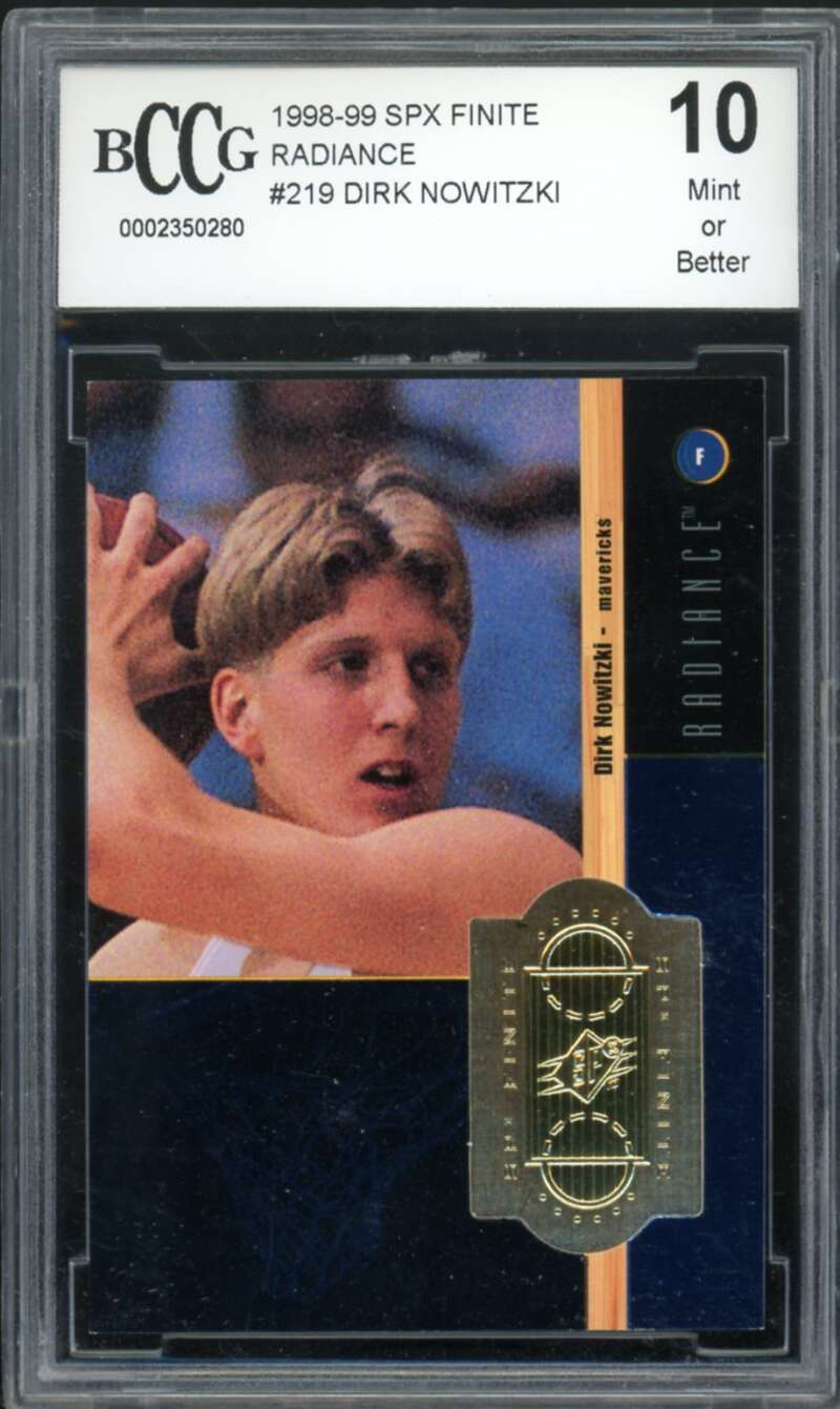 1998-99 SPX Finite Radiance #219 Dirk Nowitzki Rookie Card BGS BCCG 10 Mint+ Image 1