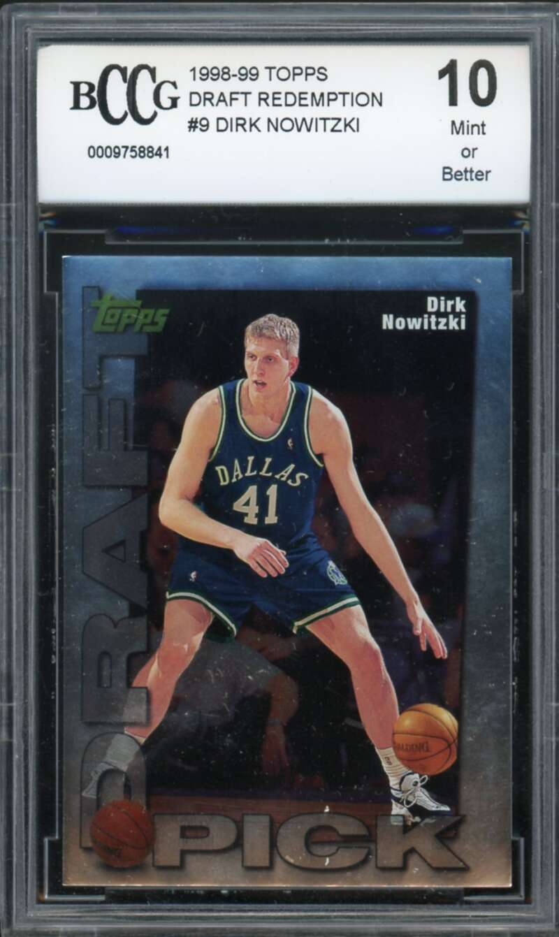 1998-99 Topps Draft Redemption #9 Dirk Nowitzki Rookie Card BGS BCCG 10 Mint+ Image 1