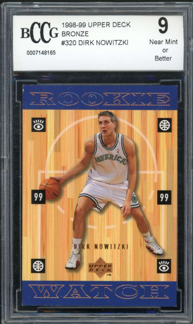 1998-99 Upper Deck Bronze #320 Dirk Nowitzki Rookie Card BGS BCCG 9 Near Mint+ Image 1