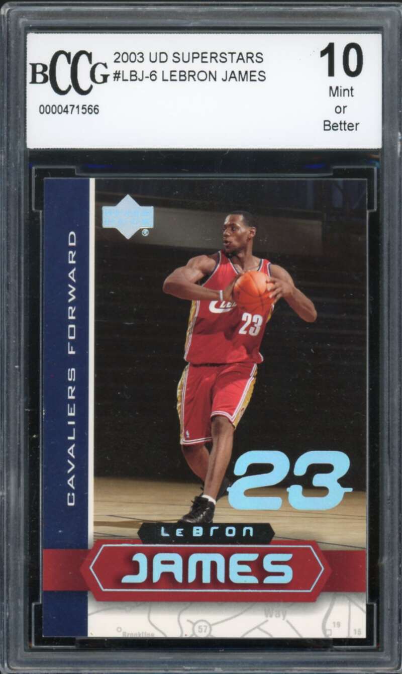 2003-04 UD Superstars #LBJ-6 LeBron James Rookie Card BGS BCCG 10 Mint+ Image 1