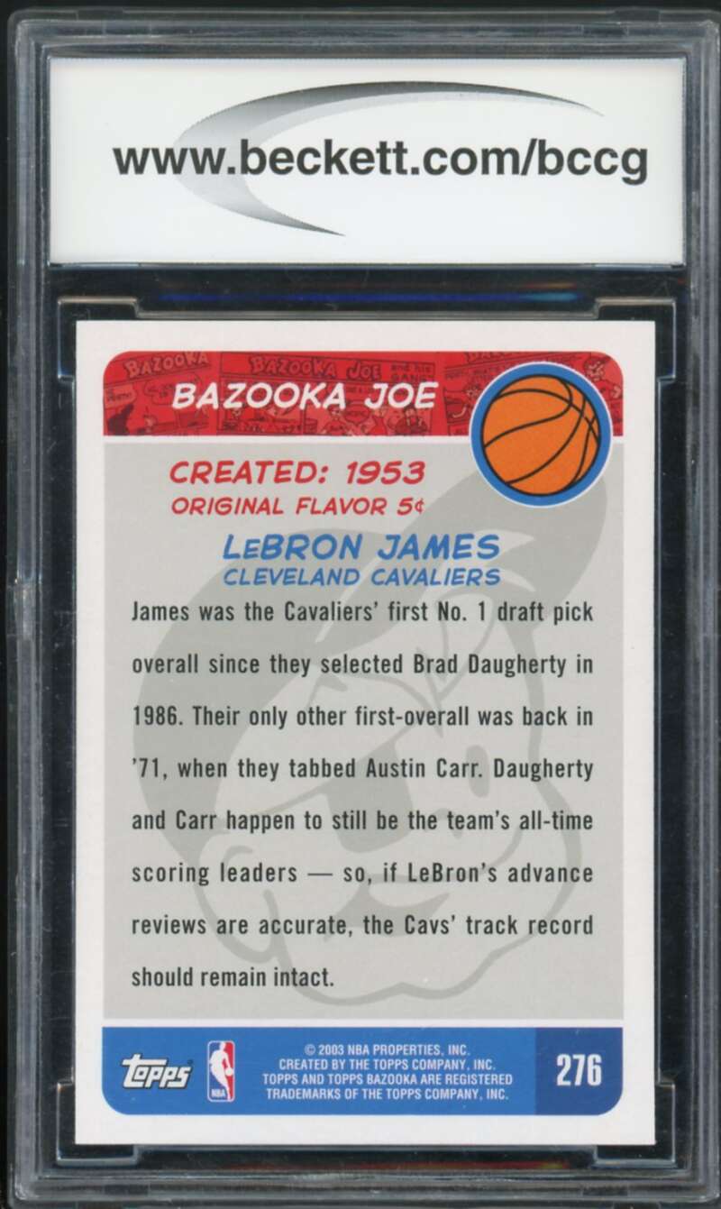 2003-04 Bazooka #276 LeBron James Rookie Card BGS BCCG 10 Mint+ Image 2