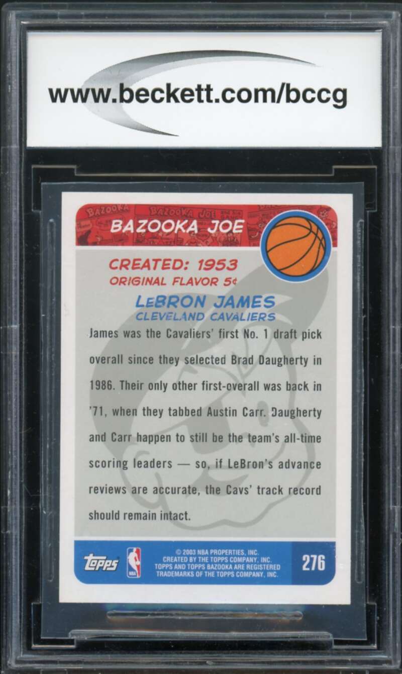 2003-04 Bazooka Mini #276 LeBron James Rookie Card BGS BCCG 10 Mint+ Image 2