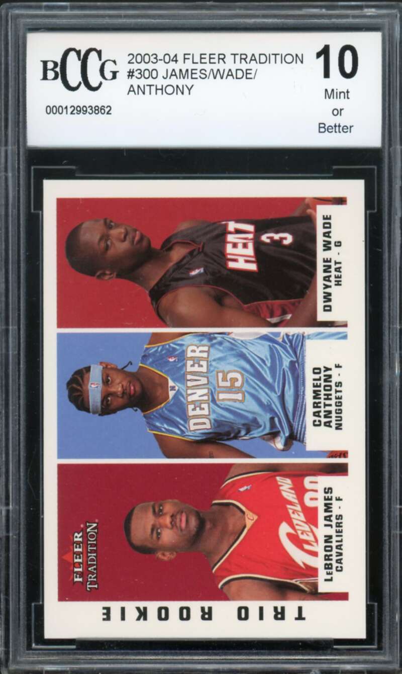 2003-04 Fleer Tradition #300 Lebron James /Wade/Anthony Rookie BGS BCCG 10 Mint+ Image 1