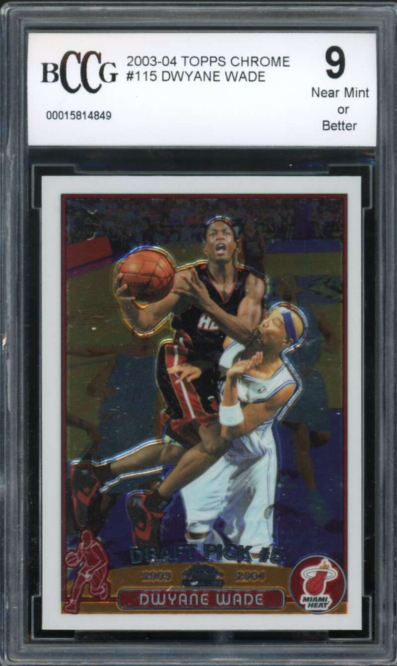 2003-04 Topps Chrome #115 Dwyane Wade Rookie Card BGS BCCG 9 Near Mint+ Image 1