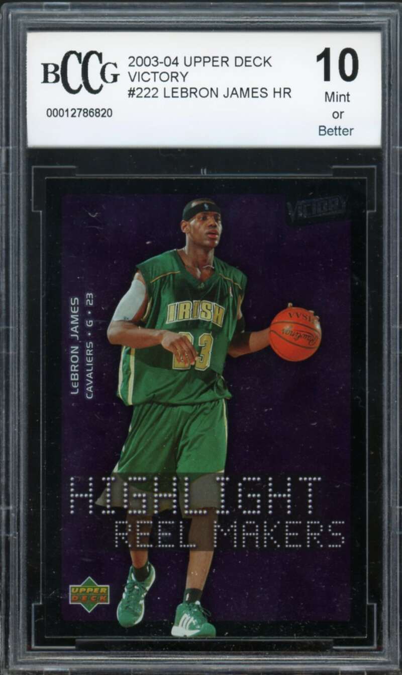 2003-04 Upper Deck Victory #222 LeBron James Rookie Card BGS BCCG 10 Mint+ Image 1