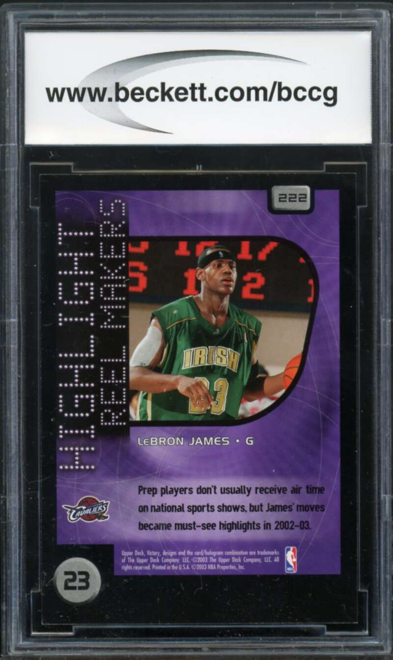 2003-04 Upper Deck Victory #222 LeBron James Rookie Card BGS BCCG 10 Mint+ Image 2