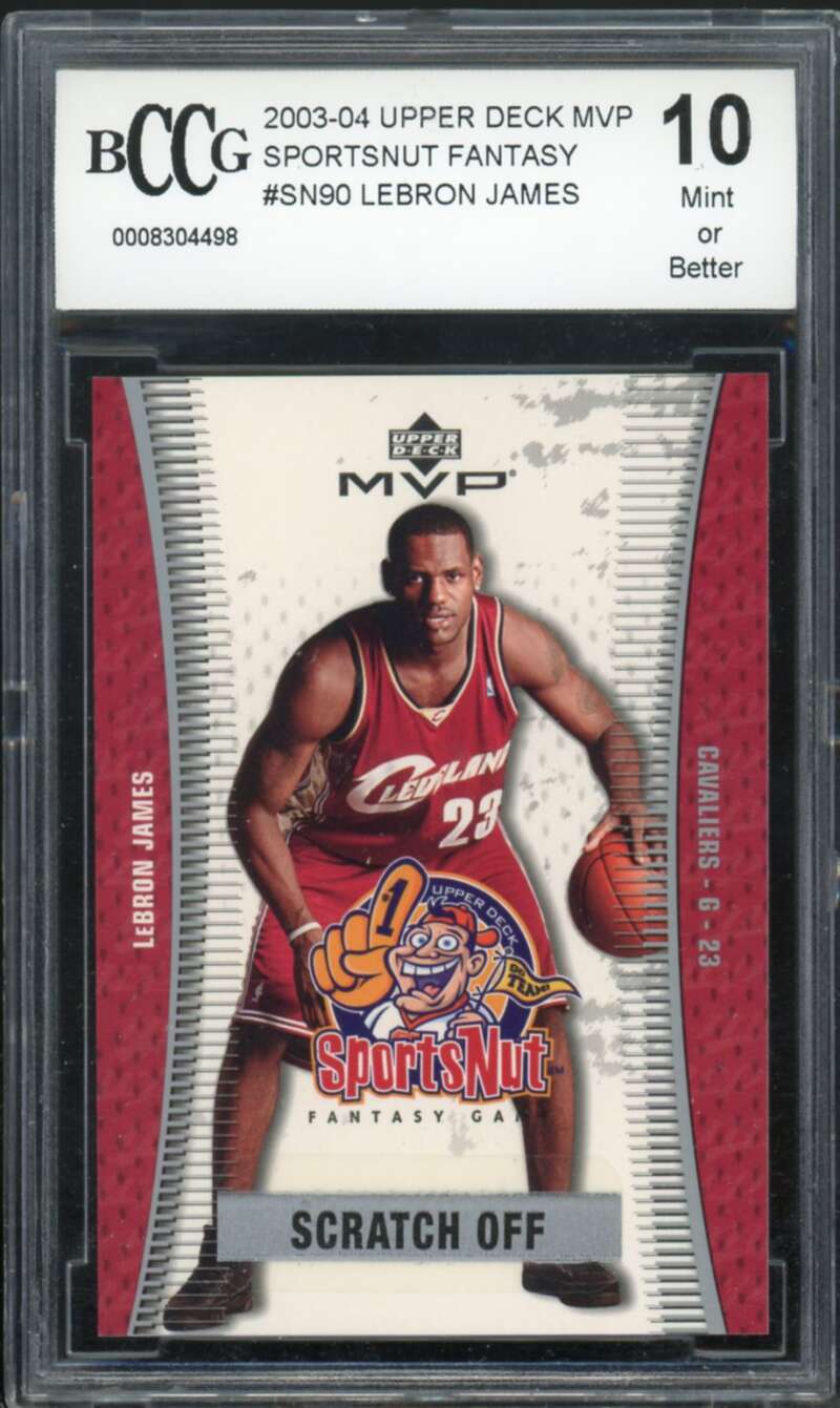 2003-04 UD MVP Sportsnut Fantasy #90 LeBron James Rookie Card BGS BCCG 10 Mint+ Image 1