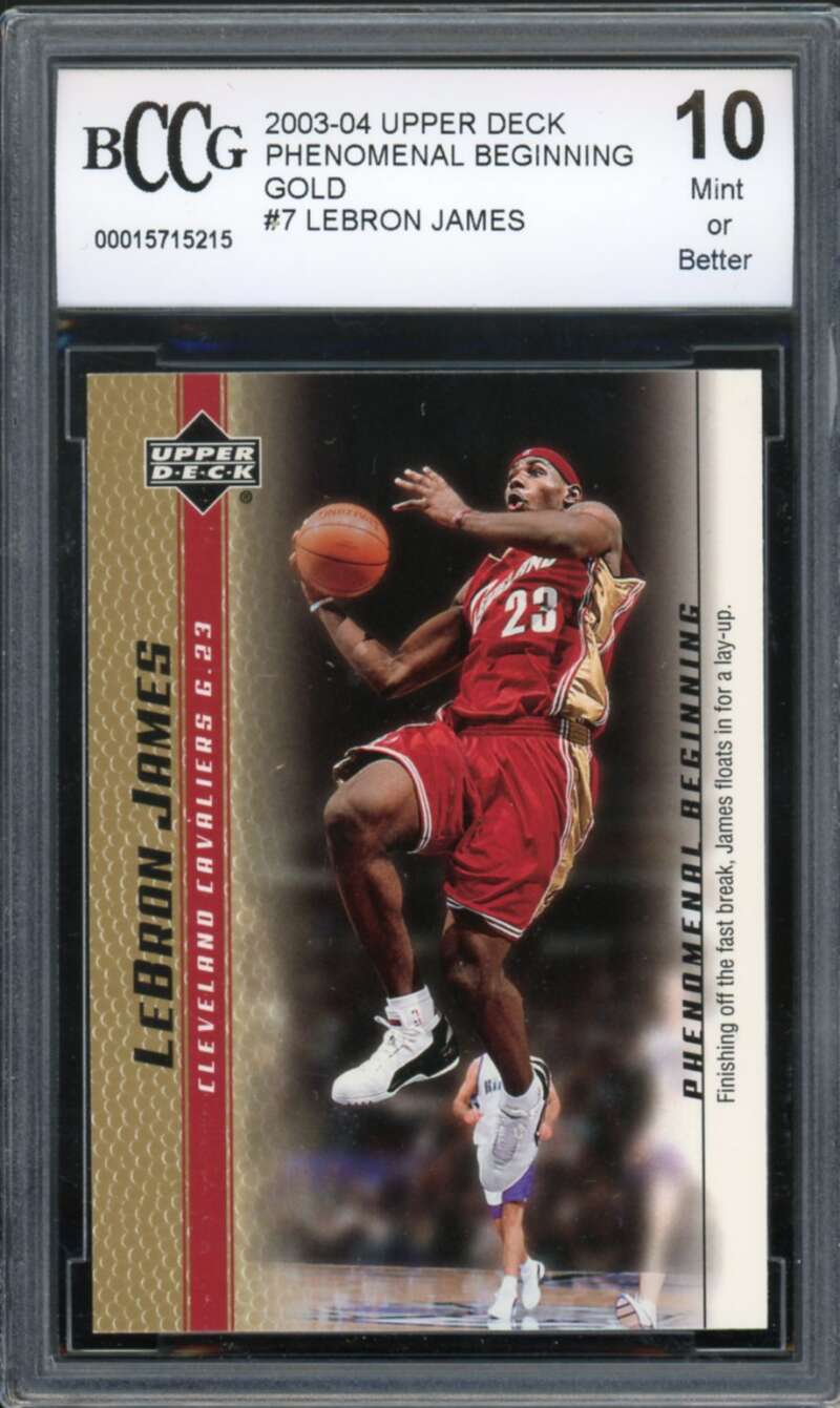 2003-04 Upper Deck PB Gold #7 LeBron James Rookie Card BGS BCCG 10 Mint+ Image 1