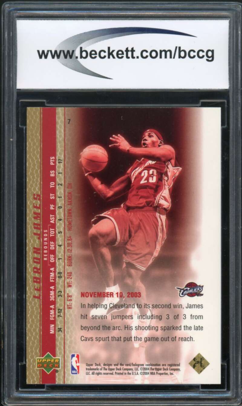 2003-04 Upper Deck PB Gold #7 LeBron James Rookie Card BGS BCCG 10 Mint+ Image 2