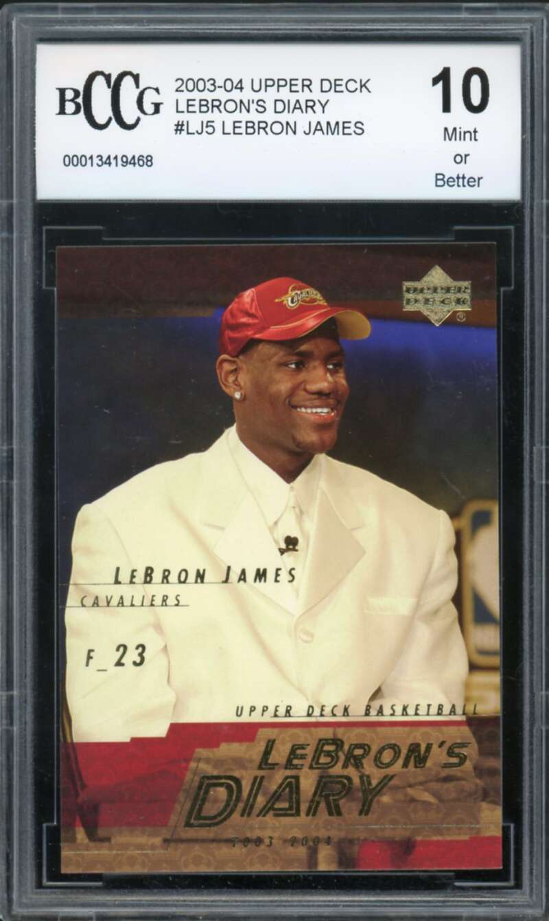 2003-04 Upper Deck Lebron Diary #Lj5 Lebron James Rookie Card BGS BCCG 10 Mint+ Image 1