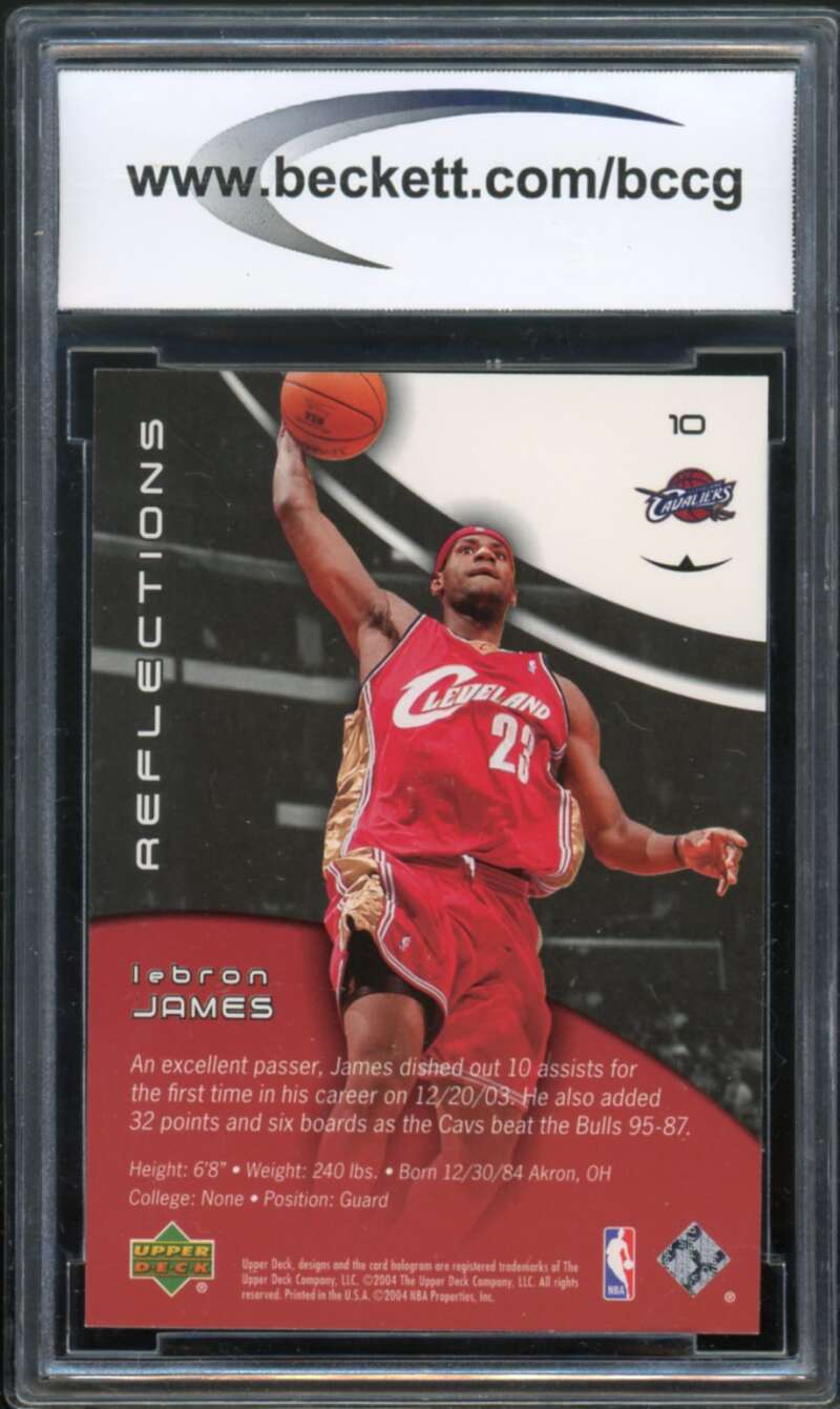 2003-04 UD Triple Dimensions Reflections #10 LeBron James Rookie BGS BCCG 9 NM+ Image 2