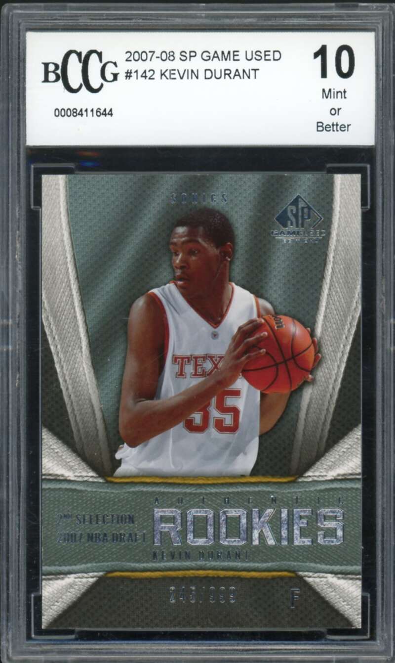 2007-08 SP Game Used #142 Kevin Durant Rookie Card BGS BCCG 10 Mint+ Image 1