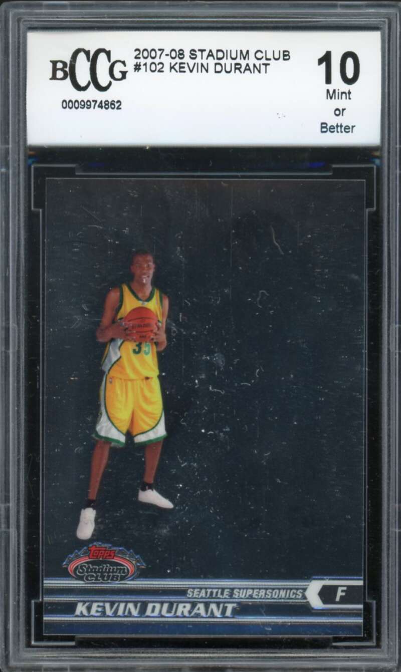 2007-08 Stadium Club #102 Kevin Durant Rookie Card BGS BCCG 10 Mint+ Image 1