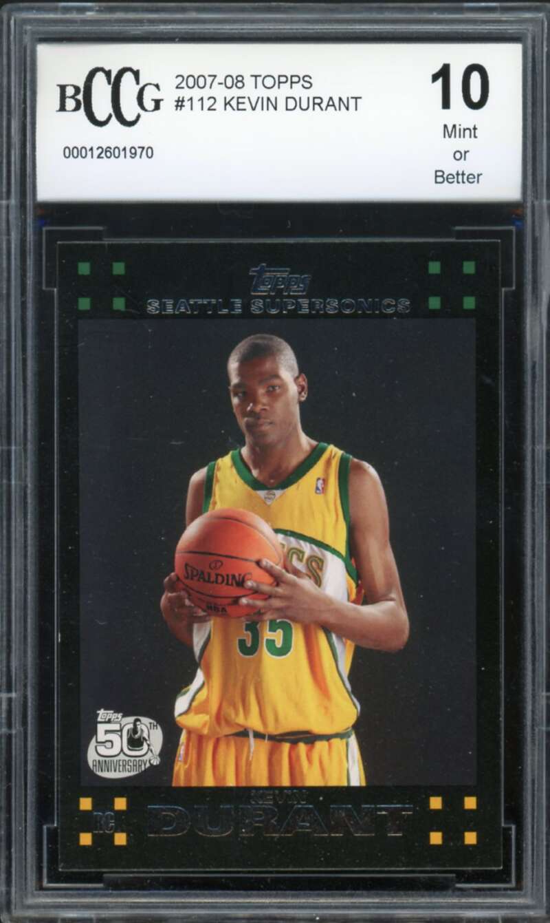 2007-08 Topps #112 Kevin Durant Rookie Card BGS BCCG 10 Mint+ Image 1