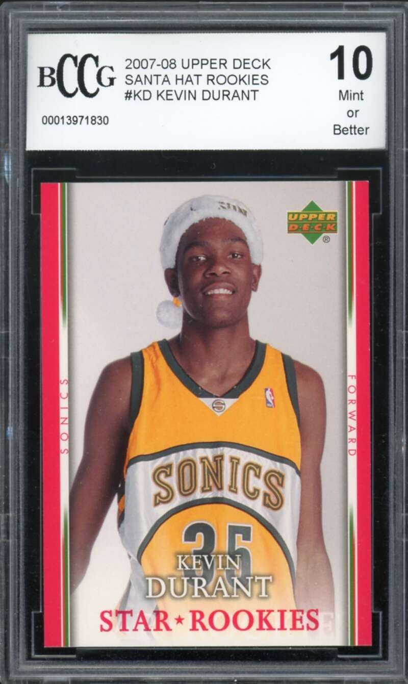 2007-08 Upper Deck Santa Hat Rookies #KD Kevin Durant Rookie BGS BCCG 10 Mint+ Image 1