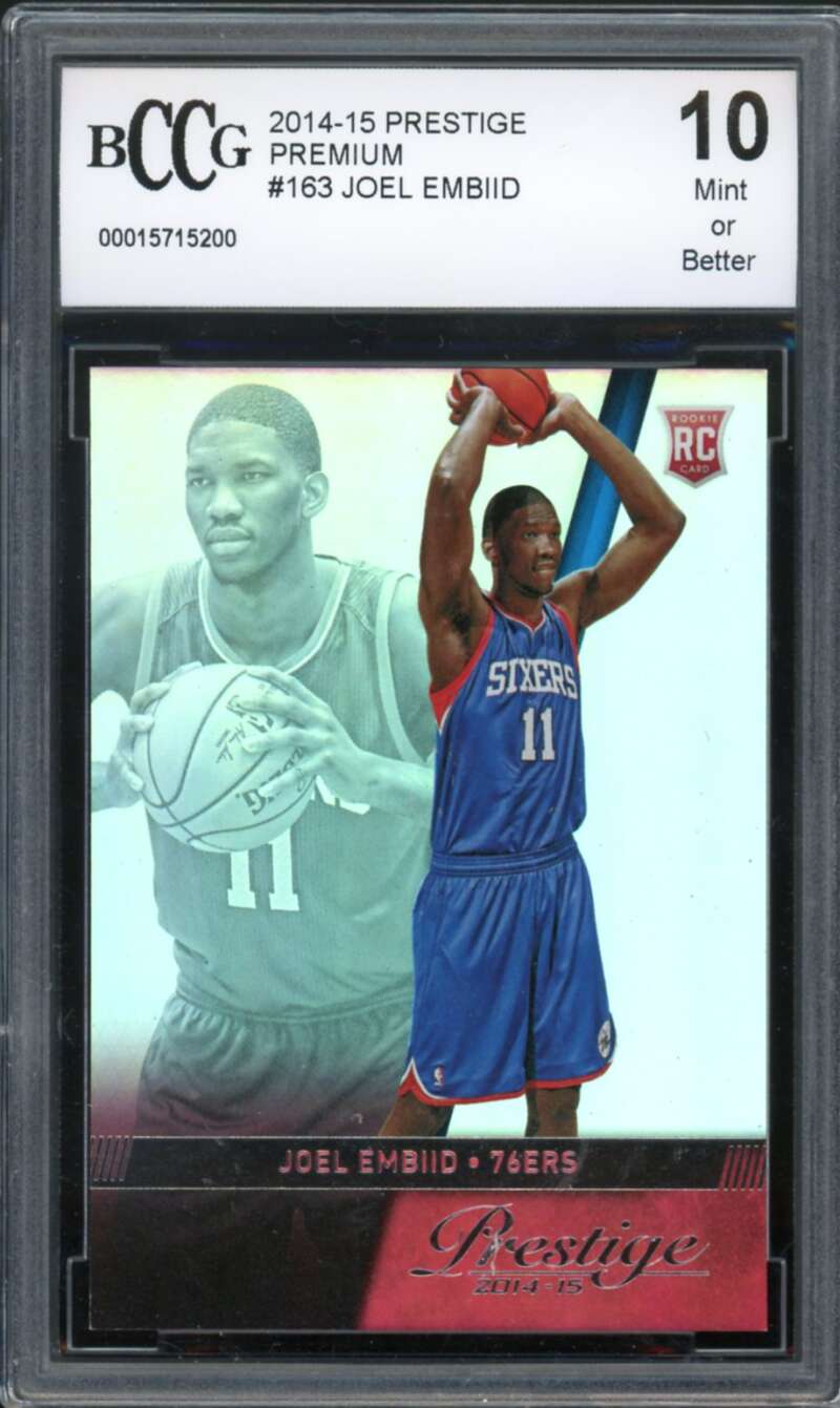 2014-15 Prestige Premium #163 Joel Embiid Rookie Card BGS BCCG 10 Mint+ Image 1