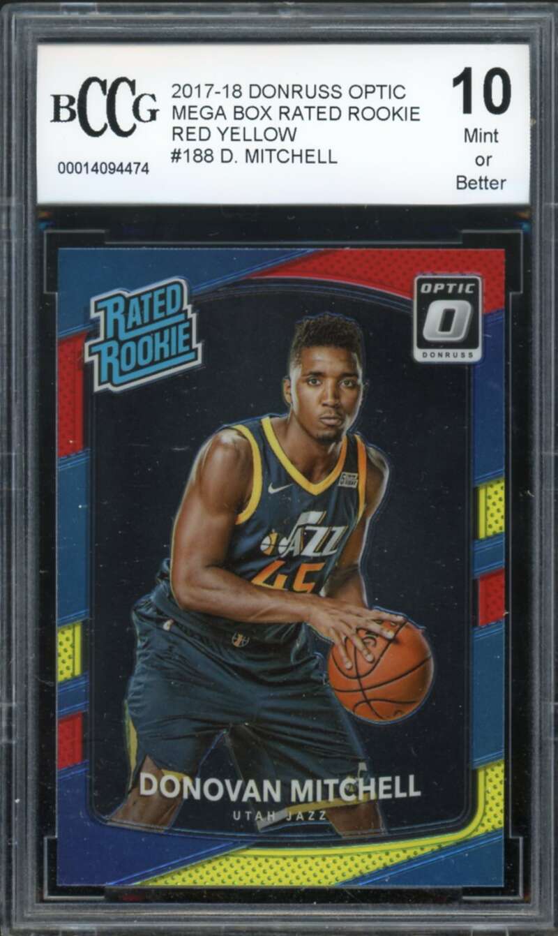 2017-18 Donruss Optic Mega Box Red Yellow #188 Donovan Mitchell RC BGS BCCG 10 Image 1