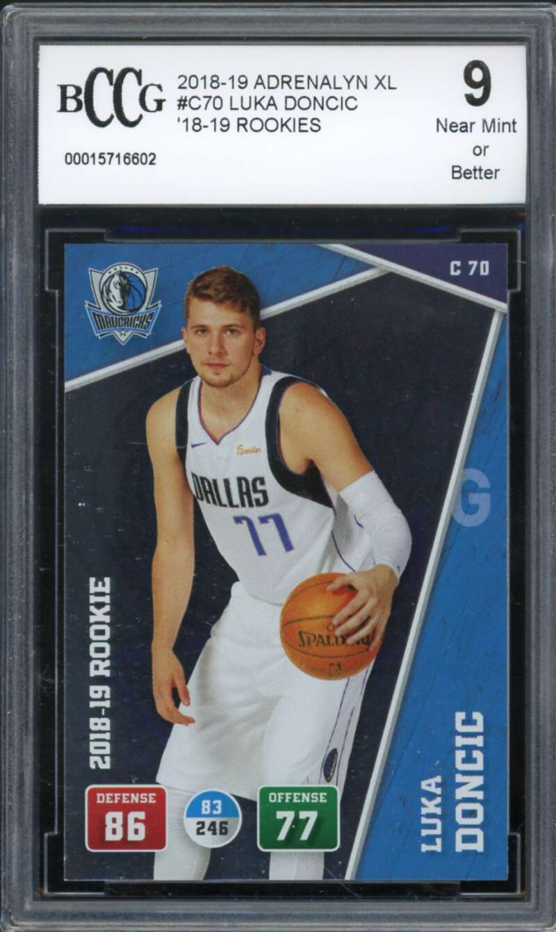 2018-19 Adrenalyn XL #C70 Luka Doncic Rookie Card BGS BCCG 9 Near Mint+ Image 1