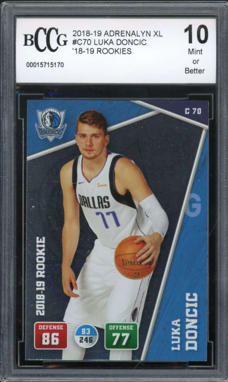 2018-19 Adrenalyn XL #C70 Luka Doncic Rookie Card BGS BCCG 10 Mint+ Image 1