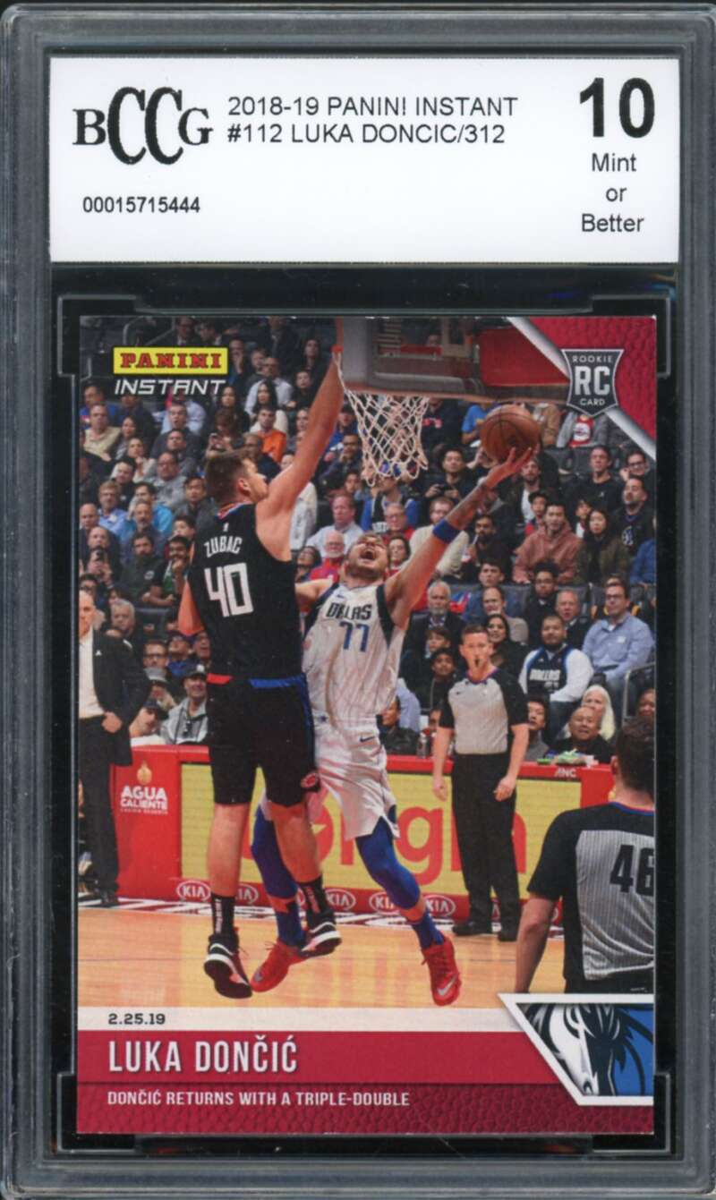 2018-19 Panini Instant #112 Luka Doncic Rookie Card BGS BCCG 10 Mint+ Image 1