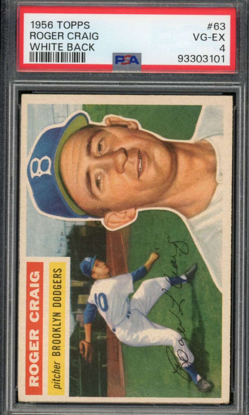 Roger Craig Card 1956 Topps #63 PSA 4 Image 1