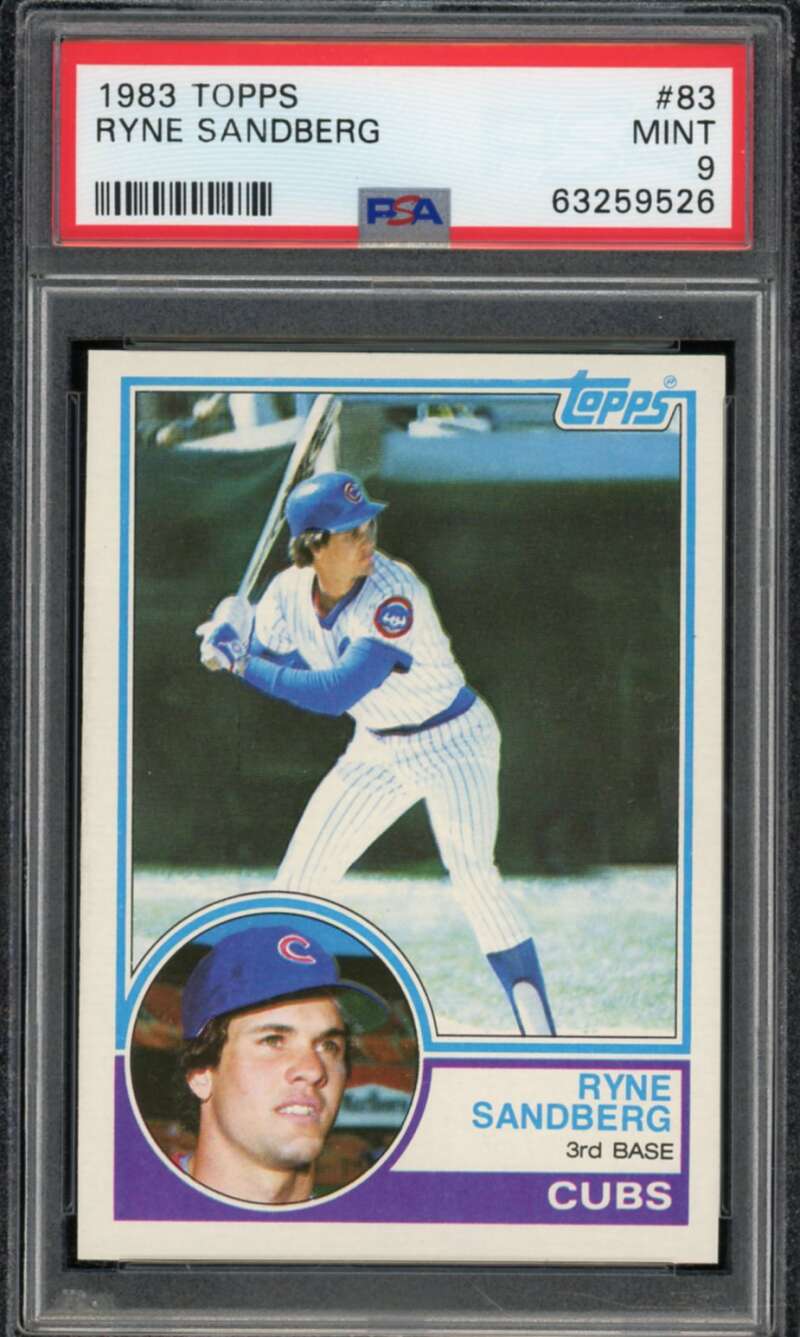 Ryne Sandberg Rookie Card 1983 Topps #83 PSA 9 Image 1