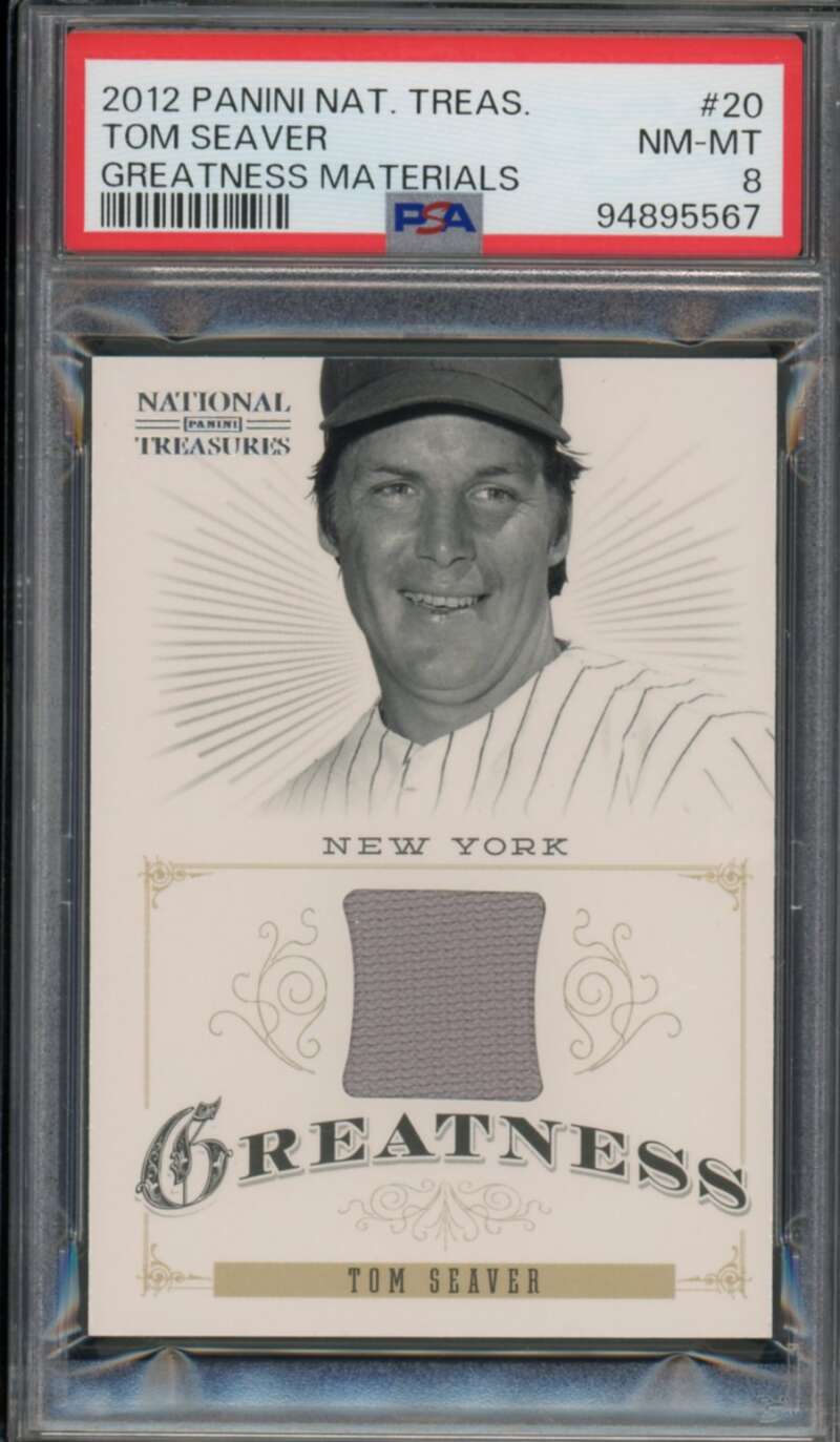 Tom Seaver 2012 Panini National Treasures Greatness Materials (10/25) #20 PSA 8 Image 1