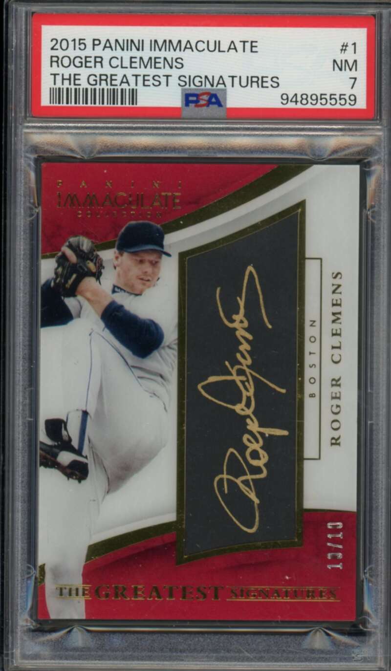 Roger Clemens 2015 Panini Immaculate The Greatest Signatures (10/10) #1 PSA 7 Image 1