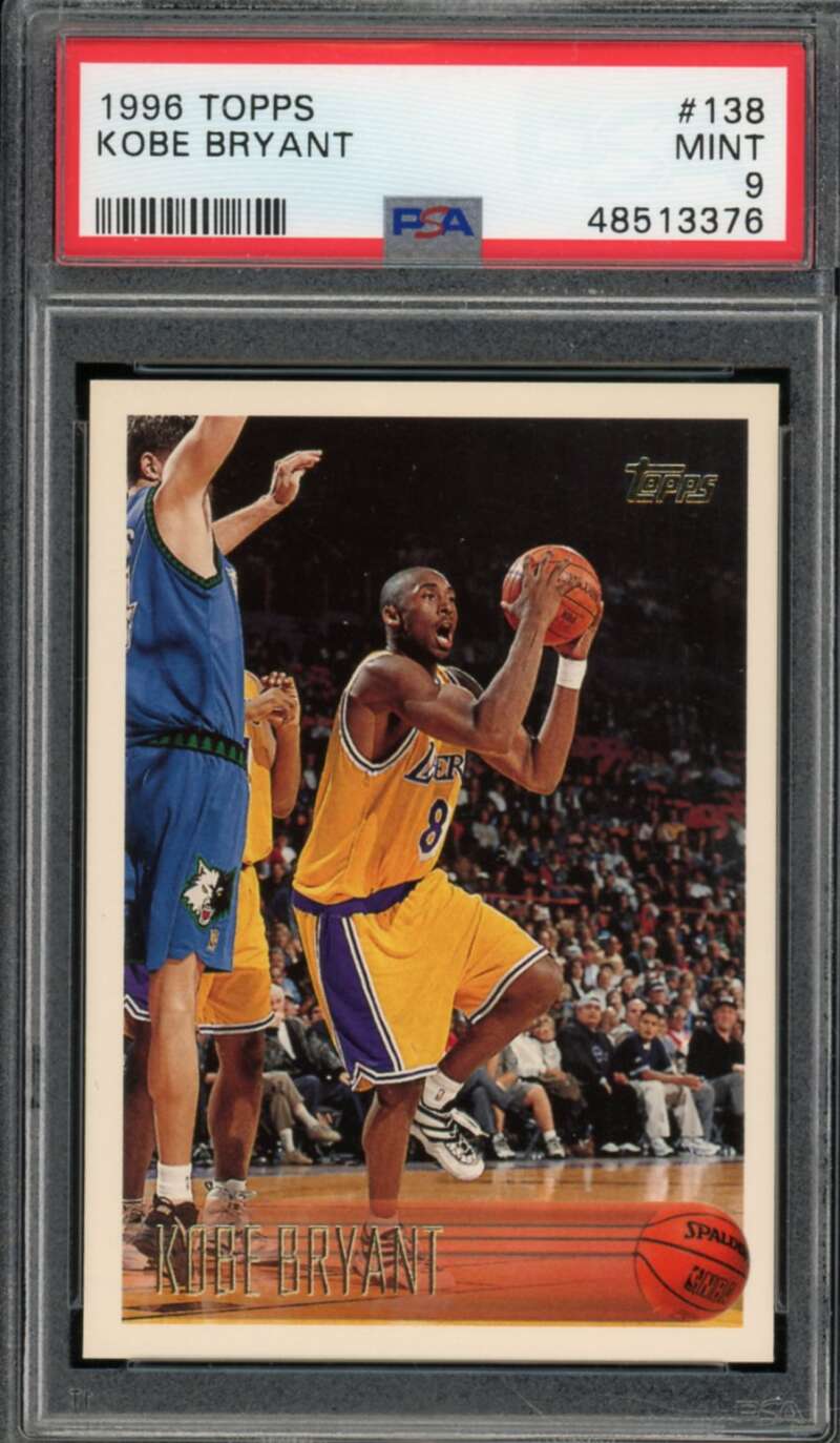 Kobe Bryant Rookie Card 1996-97 Topps #138 PSA 9 Image 1