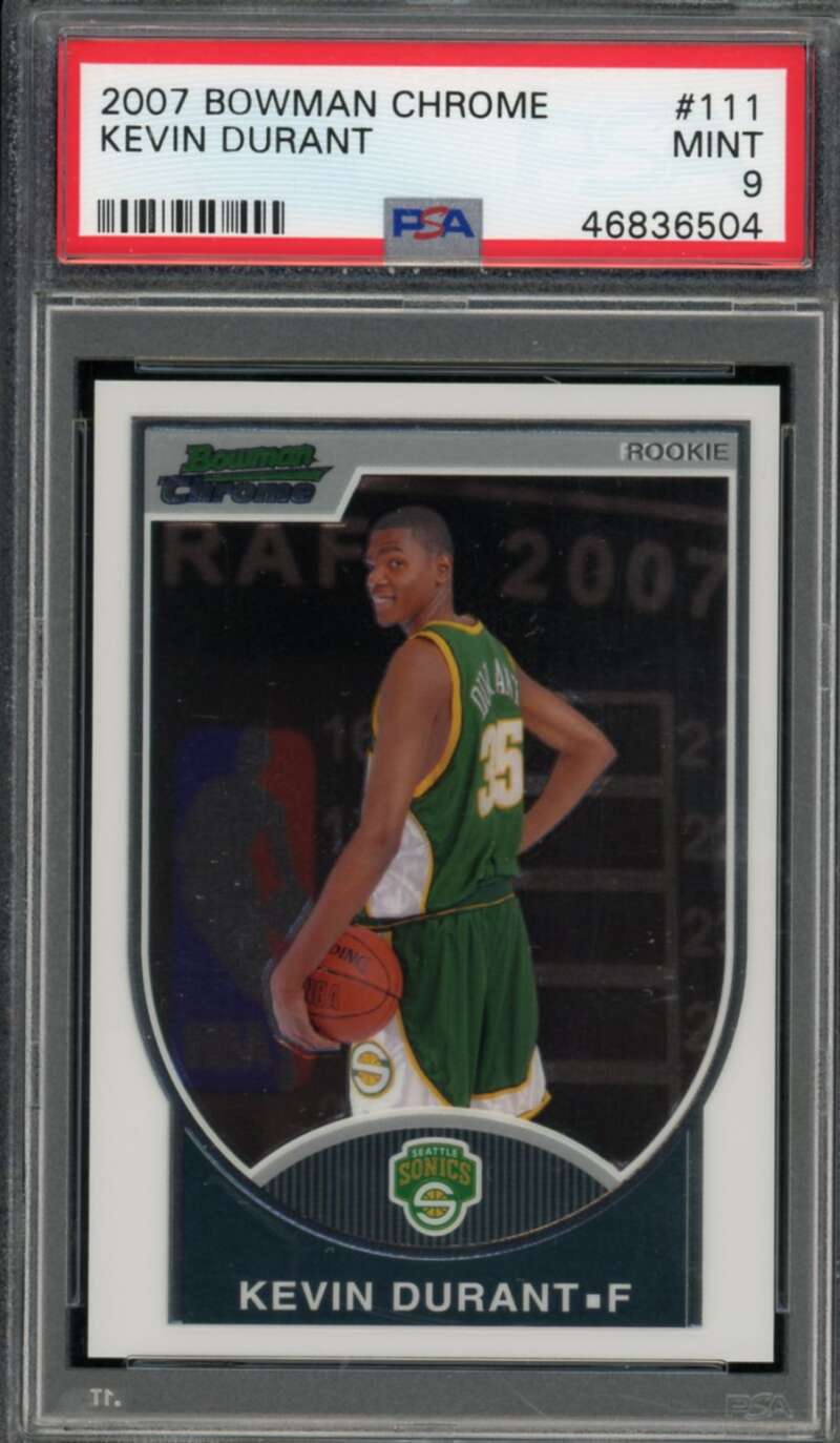 Kevin Durant Rookie Card 2007-08 Bowman Chrome #111 PSA 9 Image 1