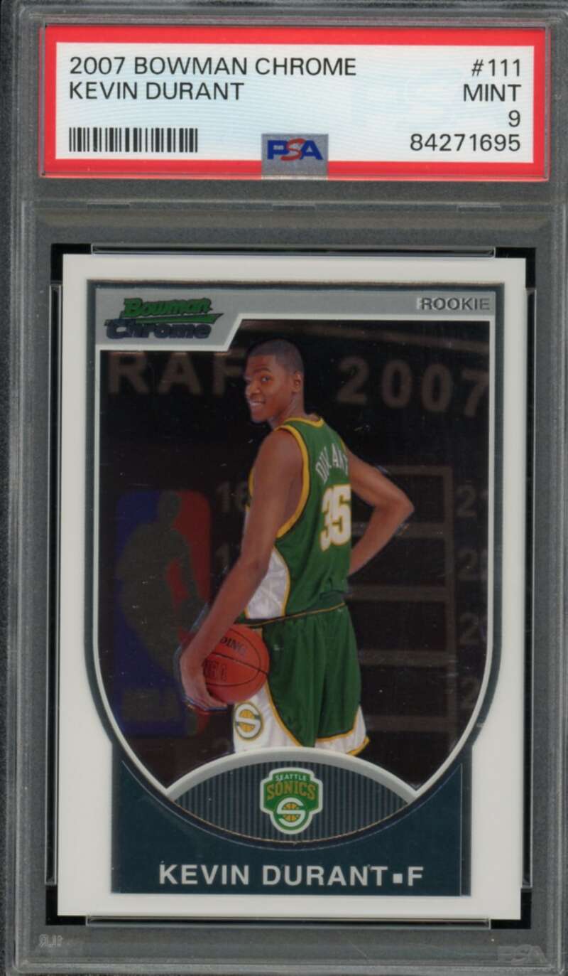 Kevin Durant Rookie Card 2007-08 Bowman Chrome #111 PSA 9 Image 1