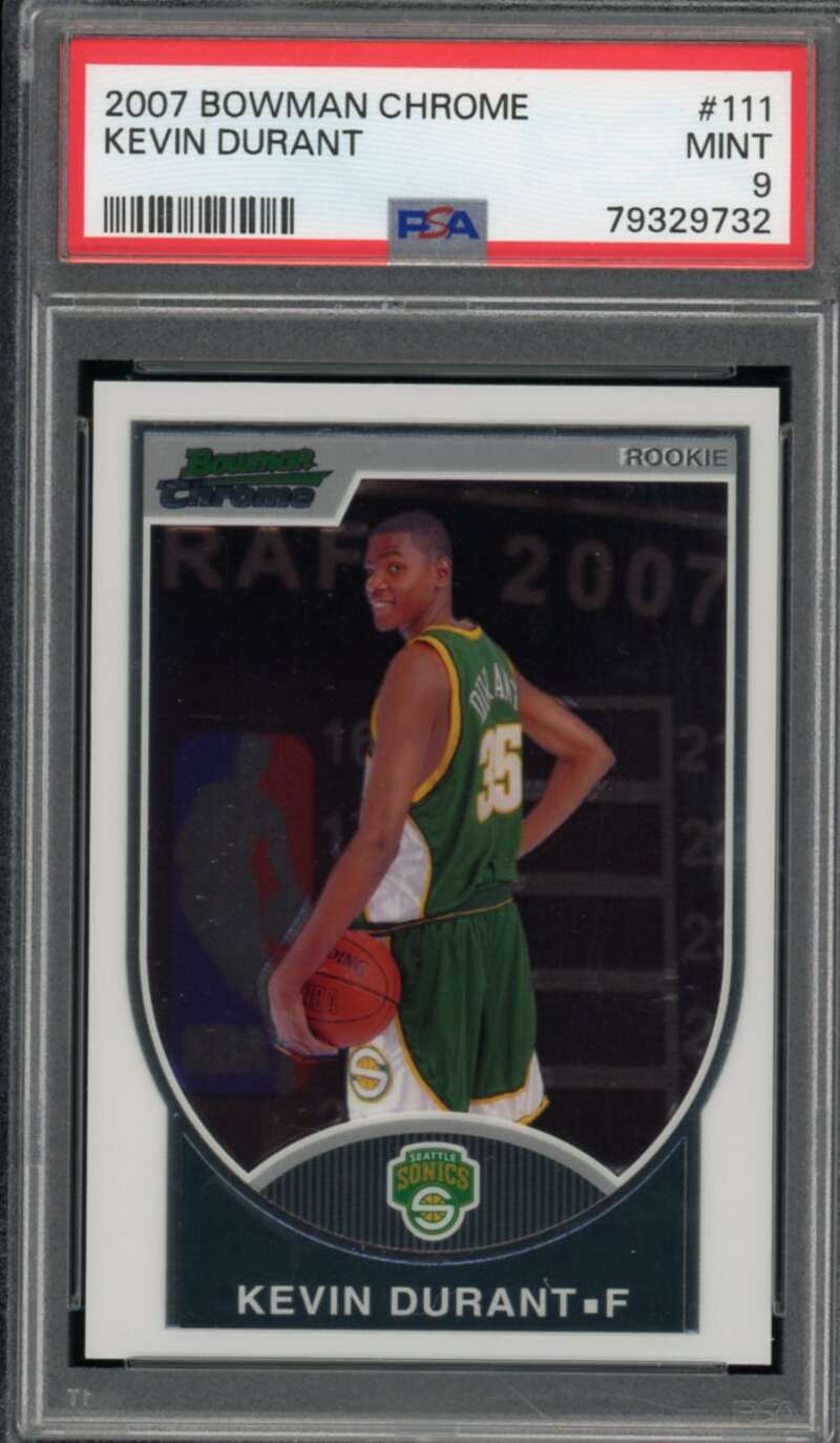 Kevin Durant Rookie Card 2007-08 Bowman Chrome #111 PSA 9 Image 1