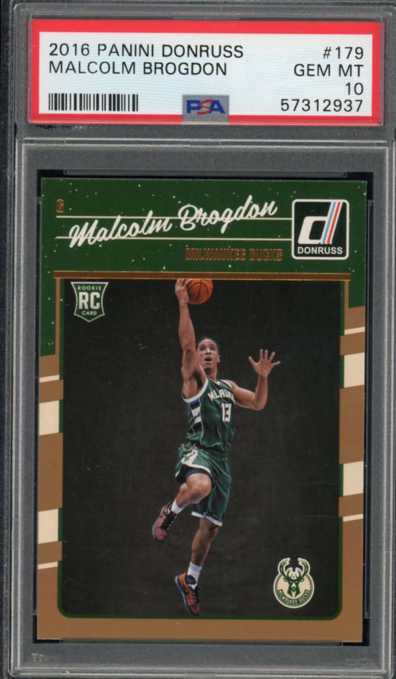 Malcolm Brogdon Rookie Card 2016-17 Panini Donruss #179 PSA 10 Image 1