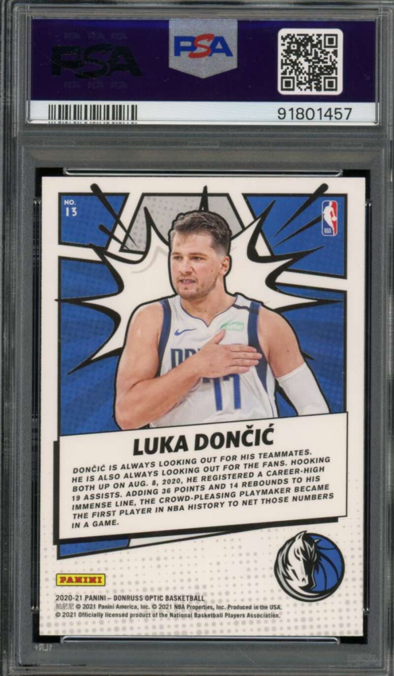 Luka Doncic Card 2020-21 Donruss Optic My House #13 PSA 9 Image 2