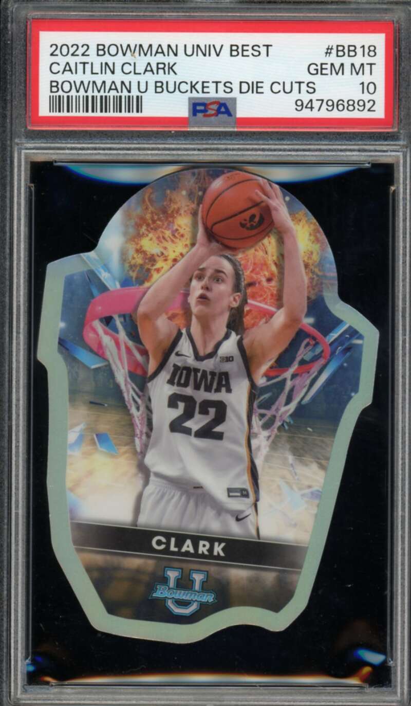 Caitlin Clark Card 2022-23 Bowman University Best Buckets Die Cuts #BB-18 PSA 10 Image 1