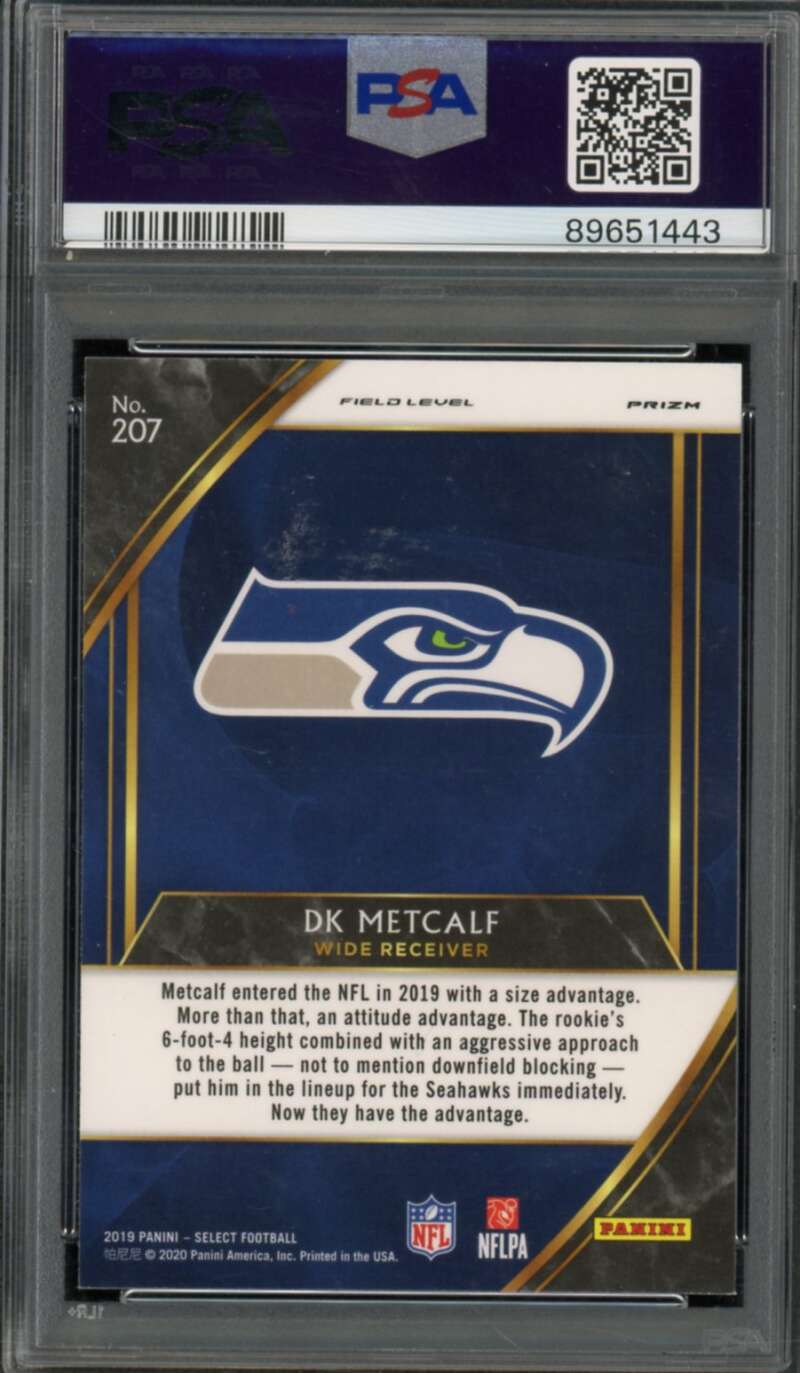 DK Metcalf Rookie Card 2019 Panini Select #207 PSA 10 Image 2