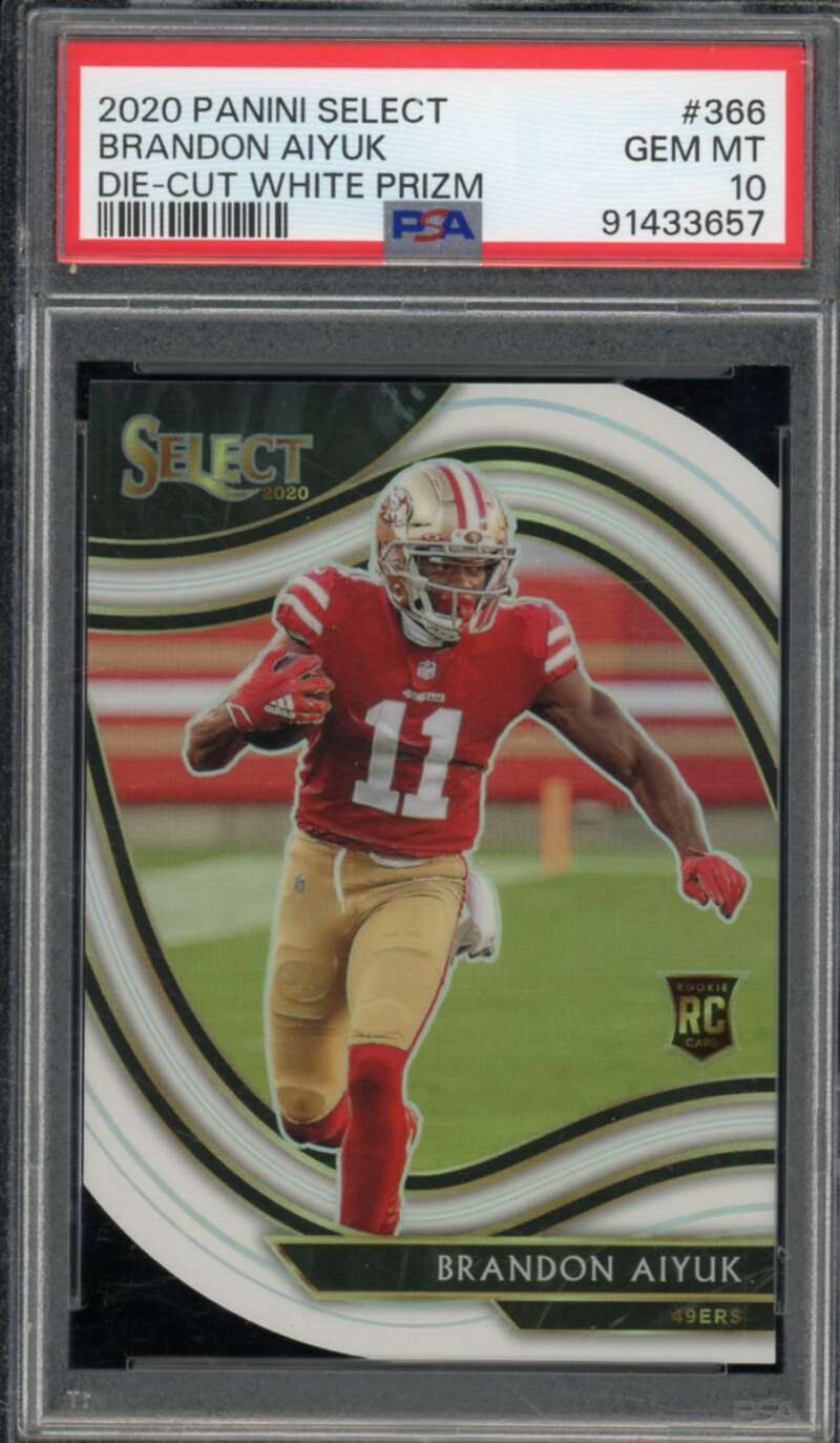 Brandon Aiyuk Rookie Card 2020 Panini Select Die-Cut White Prizm #366 PSA 10 Image 1