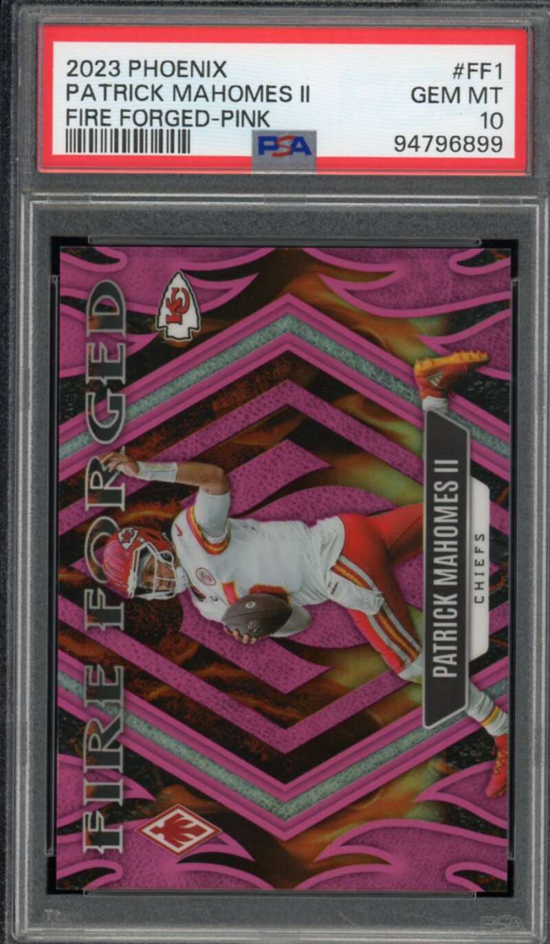 Patrick Mahomes Card 2023 Phoenix Fire Forged Pink (pop 7) #FF1 PSA 10 Image 1