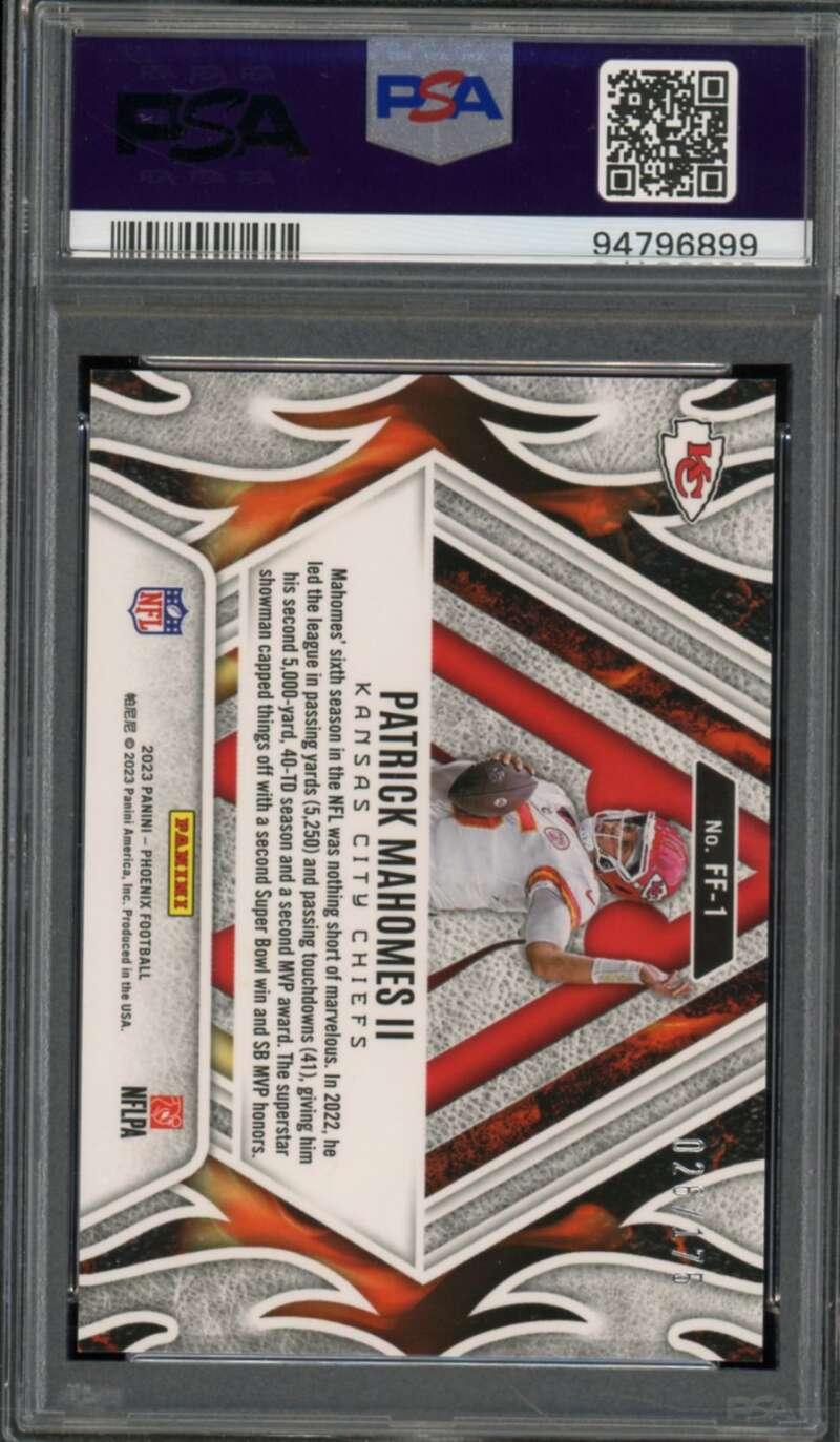 Patrick Mahomes Card 2023 Phoenix Fire Forged Pink (pop 7) #FF1 PSA 10 Image 2