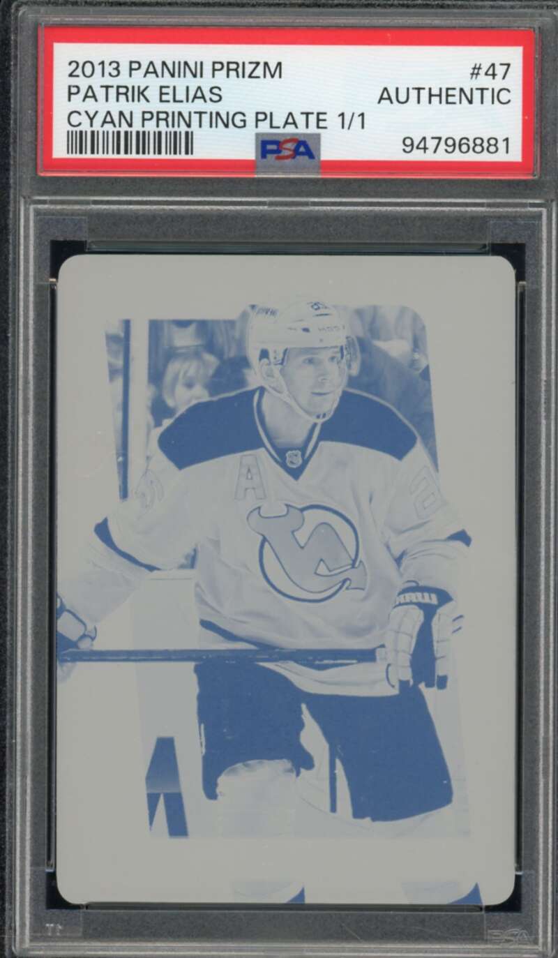 Patrick Elias Card 2013 Panini Prizm Cyan Printing Plate (#d 1/1) PSA Authentic Image 1