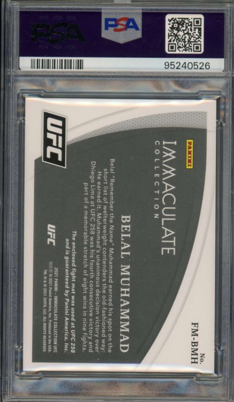 Belal Muhammad Card 2021 Immaculate UFC Fight Mat Mem (57/60) (pop 1) #BMH PSA 9 Image 2