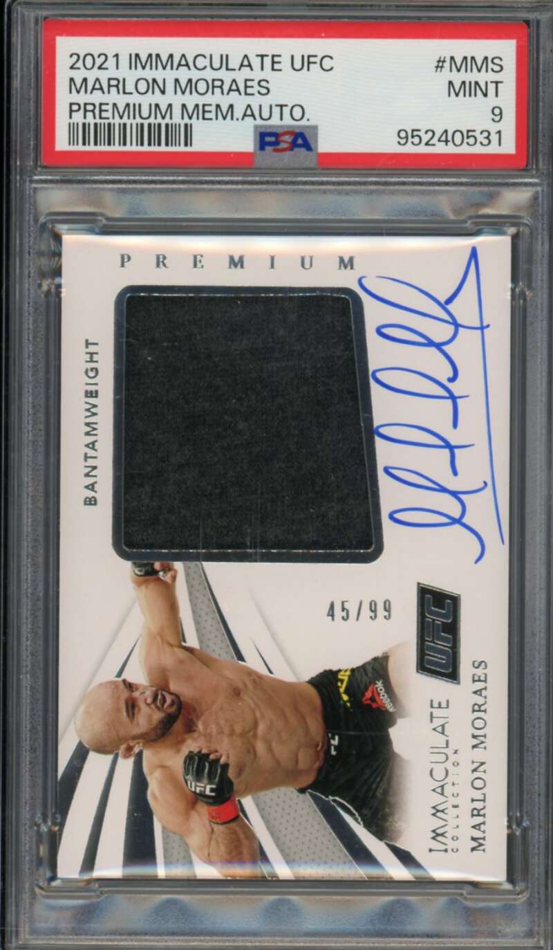 Marlon Moraes 2021 Immaculate UFC Premium Mem Auto (45/99) (pop 1) #MMS PSA 9 Image 1